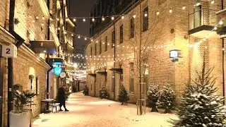 Estonia Tallinn Rotermann Quarter Winter Night with Light Snowfall [4K] My First Time with Gimbal
