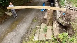 Moving large stone steps and stone wall prep