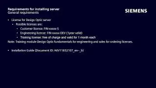 8. Desigo Optic – Engineering Fundamentals – Installing the server – Requirements