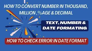Number formatting in Excel (Decimal, % ,  thousands or million) & Date formatting in excel