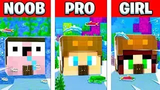 NOOB vs PRO vs GIRL FRIEND UNDERWATER MINECRAFT HOUSE BATTLE! (Build Challenge)
