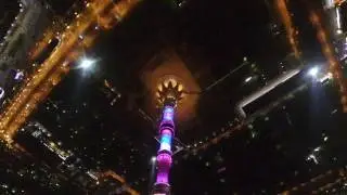 Night fpv drone dive near Ostankino tower in Moscow