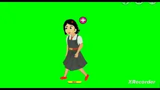 Green screen girl cartoon animation video school girl video