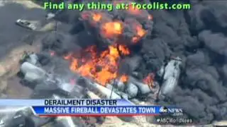 Canadian Cargo Train Derails, Erupts in Flames - Fire, Maine , Quebec