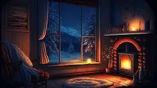 🔥Sleep Deeply in a Cozy Winter Hut with Crackling Sounds of Fireplace and Relaxing Snowfall Sounds