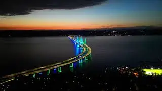 Mario Cuomo Bridge over the Hudson River - from a drone