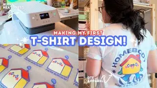 HOW I DESIGNED MY FIRST T-SHIRT 🏠👚 Designing & Pressing My First T-Shirt w/ HTVRONT Auto Heat Press