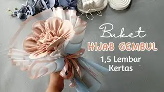 BUKET HIJAB SEGI EMPAT BUNGA GEMBUL WRAPPING 1,5 LEMBAR KERTAS CELLOPHANE LOW BUDGET /  HARI GURU