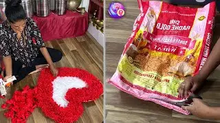 Beautiful heart shape doormat/ old shopping bag reused ideas
