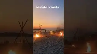 Acrobatic fireworks at dawn on the beaches of Asia #fireworks
