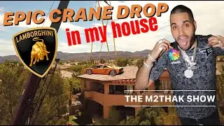Epic Crane Drop: Exclusive Lamborghini Aventador Lands in Mega Mansion!