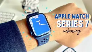 aesthetic Apple Watch Series 7 Blue 41mm Unboxing & Setup
