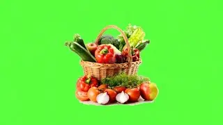 fresh vegetables with rain drop effect green screen