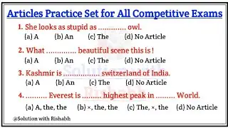 Articles A An The questions | Articles A An The in English Grammar | Articles Practice Set Exercise
