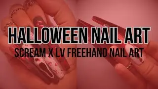 HALLOWEEN NAIL ART | Scream Ghostface x LV Designer Inspired Freehand Nail Art
