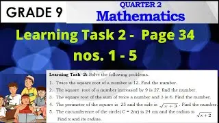 Radical equation word problems - Grade 9 Learning Task 2 nos. 1-5 page 34