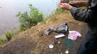 Окунь на живца, ставок Больничный, Ханженково, Макеевка