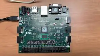 Up counter implemented on FPGA board.