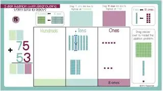 Double Digit Addition with Regrouping using Base Ten Blocks- Regroup 1x