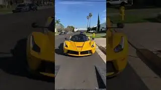 Ferrari in yellow very loud engine sound 