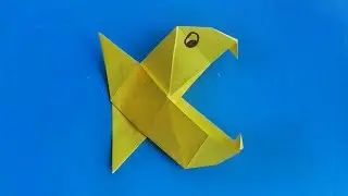 Оригами из бумаги рыба пиранья. Origami paper piranha fish