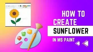 How to draw Sunflower on computer using simple paint program | Flower Drawing in easy steps.