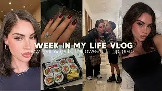 weekly vlog♡ chopping off my hair, new nails, halloween costume, getting ready for our trip, & more!