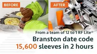 Branston went from a team of 12 hand labelling to 1 RF Lite | Date coding 15,600 sleeves in 2 hours!