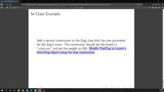 Programming Example:  Overloading a Constructor to Provide Default Values