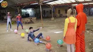 Banana TV : Sprider-Man In SQUID GAME Green Light And Red Light Dangerous Balloons Mine