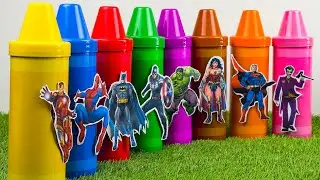 AVENGERS SUPERHEROES CRAYON  Surprise Action Figures  Spiderman, Superman, iron man, Hulk,Thor ASMR