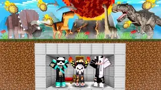 😨 We Created bunker to survive DINOSAUR and METEOR In Minecraft