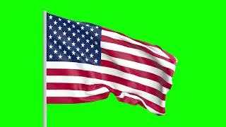 American Flag Flapping in wind Green Screen Digitally Created - Video Loop