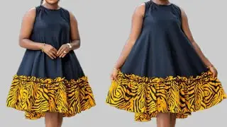 How to Cut and Sew a Flared Dress with a Tiered Layered Gathering.