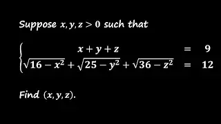 Solving a System of Equations Using Cauchy-Schwarz Inequality and Pythagoras Theorem