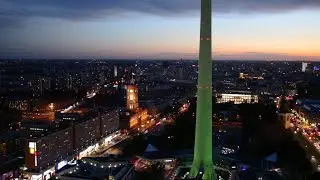 Berlin City Scenes - Background Video for Online Videoconference - High above Mitte at sunset