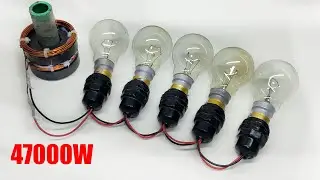 Free Electricity 240v Generator 47kw From Popper cable and  Big Magnet #electrical #diy #experiment