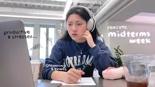 uni diaries: midterms week vlog 🍵 ‧₊˚ cramming 3 exams, 12+hrs of studying, productive & burnout..
