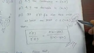 Cauchy's Mean Value Theorem or Second Mean Value Theorem || Real Analysis ||