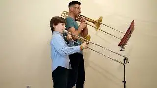 A Song For Japan. 9 years old. Trombone duet.