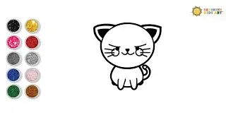 Learn How to Draw and Color a Kawaii Cat | Kids Drawings|