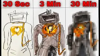 Drawing Titan Tv Man ( Boken Infected ) 3.0 in 30 sec, 3 min, and 30 min | Skibidi Toilet   E-77