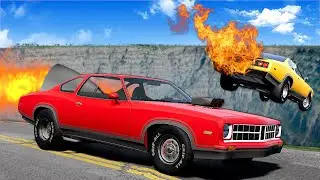 Racing ROCKET CARS Down a CRATER! (BeamNG)