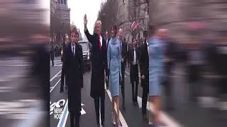 Tall Trump Walking towards the camera but it's in the frame