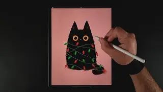 Meowy Christmas - Illustration in Procreate