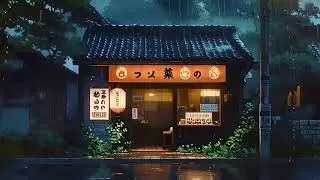 Osaka Rooftop Summer Rain Lofi Beats | Calm Ambience for Focus