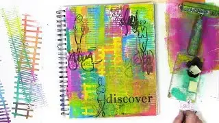 Gel Printing In An Art Journal with Stencils