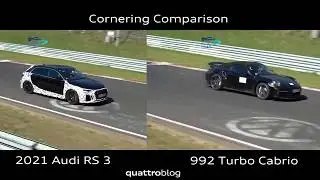 2021 Audi RS3 Sportback vs 2020 Porsche 992 Turbo Cabrio - Cornering Speed Comparison