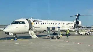Lufthansa Bombardier CRJ900LR taking off from Frankfurt Intl. Airport