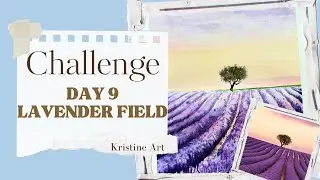 Landscape Challenge Day 9 🌳 FULL TUTORIAL 💜 Lavender field painting